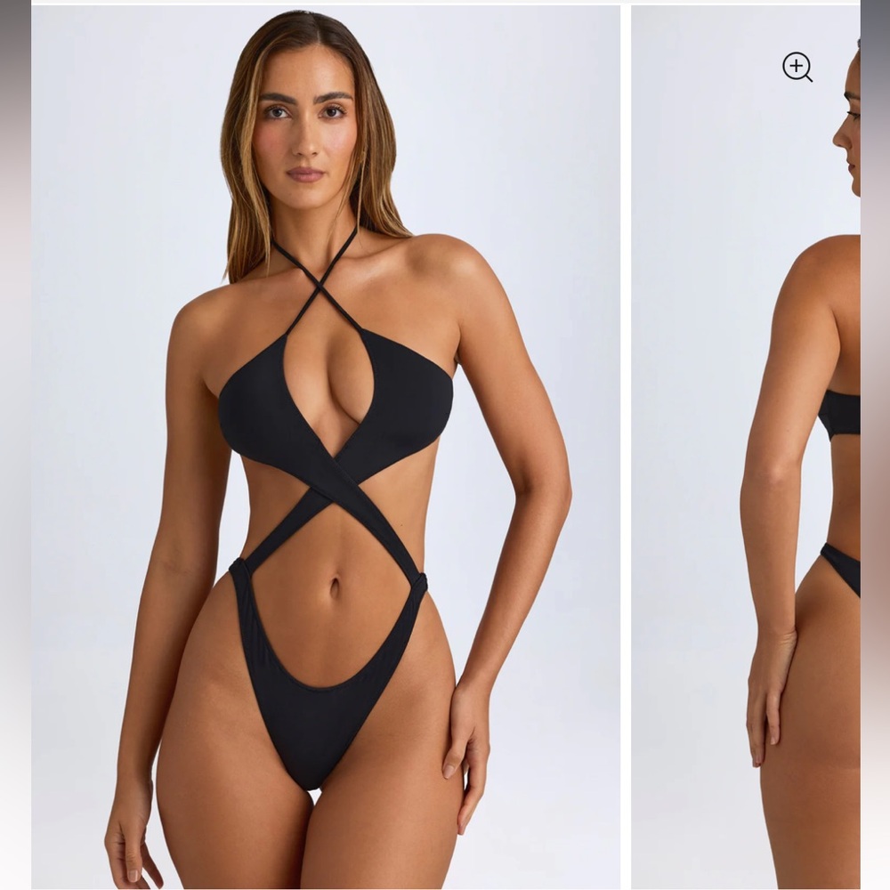 Oh Polly Cut Out Halterneck Swimsuit